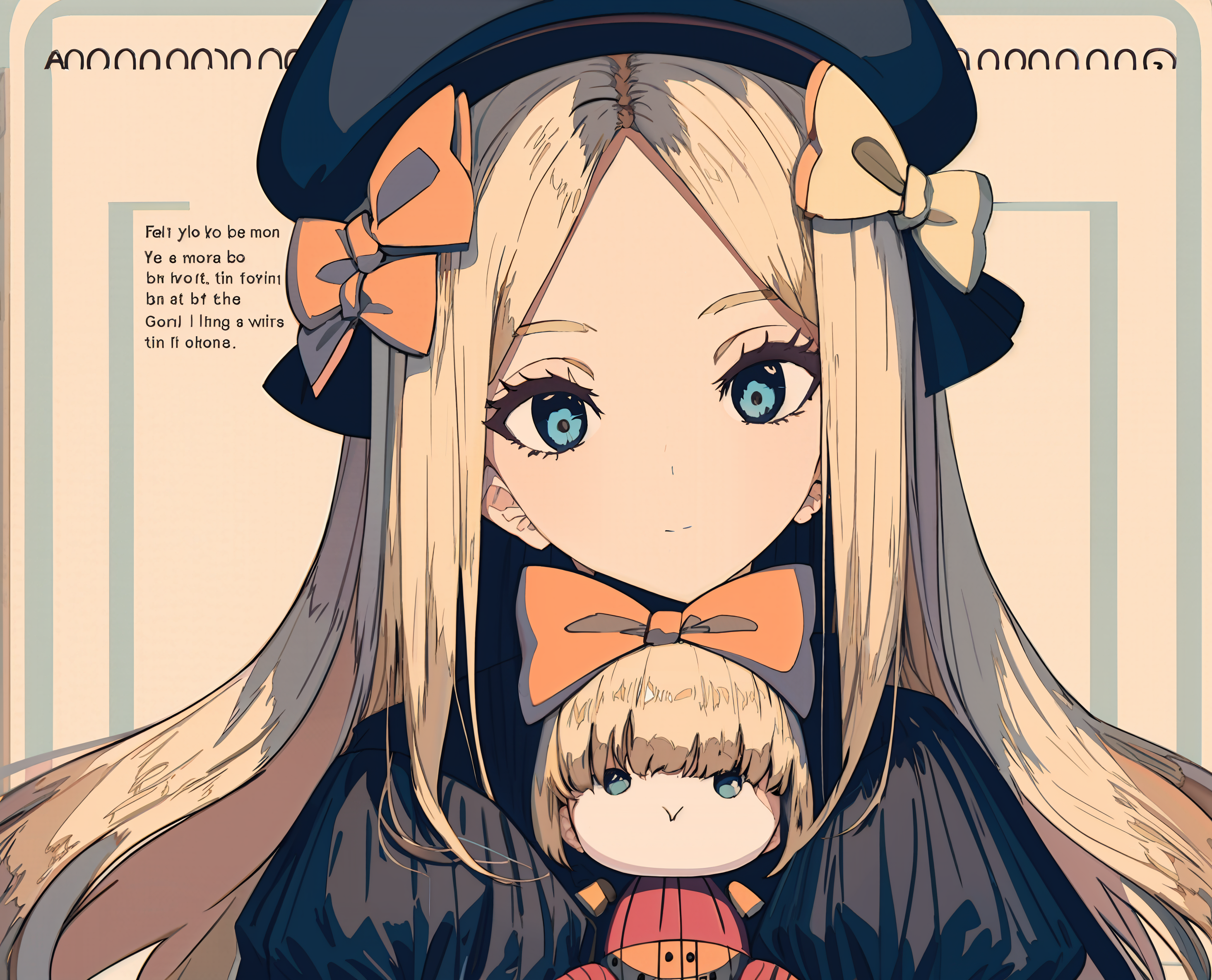 1238413-776002383-abigail williams (fate), 1girl, long hair, blonde hair, blue eyes, bow, solo, orange bow, hair bow, sleeves past wrists, sleeves.png